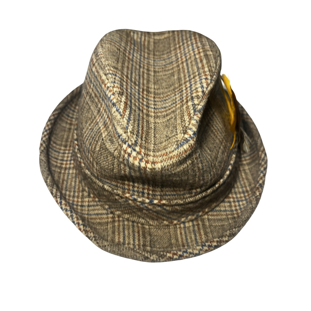 Pendleton Tan Checkered Hat With Yellow Feather - image 2